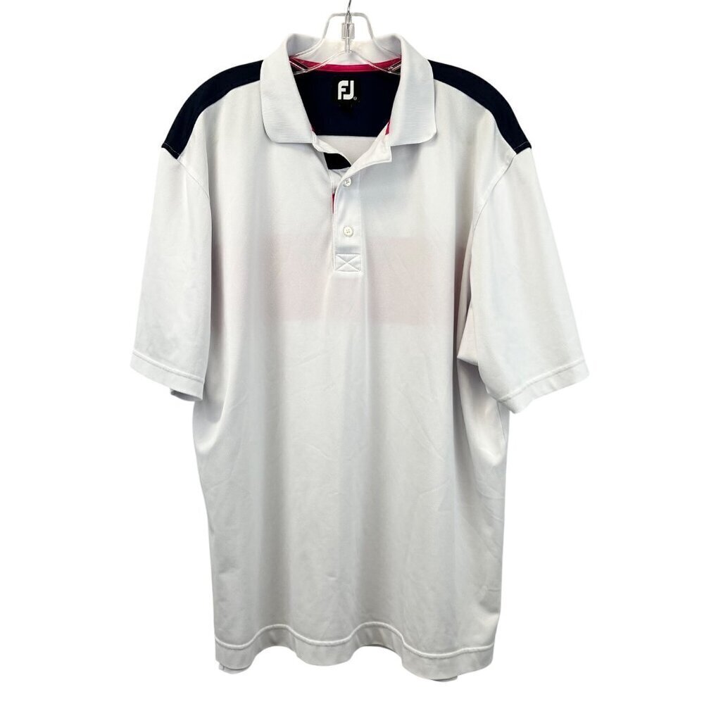 FJ Men’s Short Sleeve Polo Shirt White/Multi Colorblock Size XL